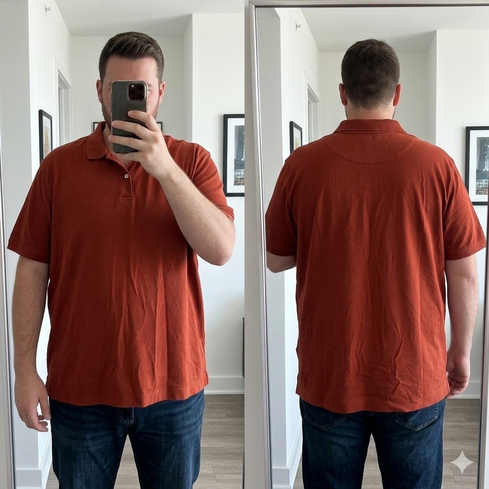 Banana Republic Luxury Touch Performance Polo Shirt Mens XXL Rust Orange Cotton